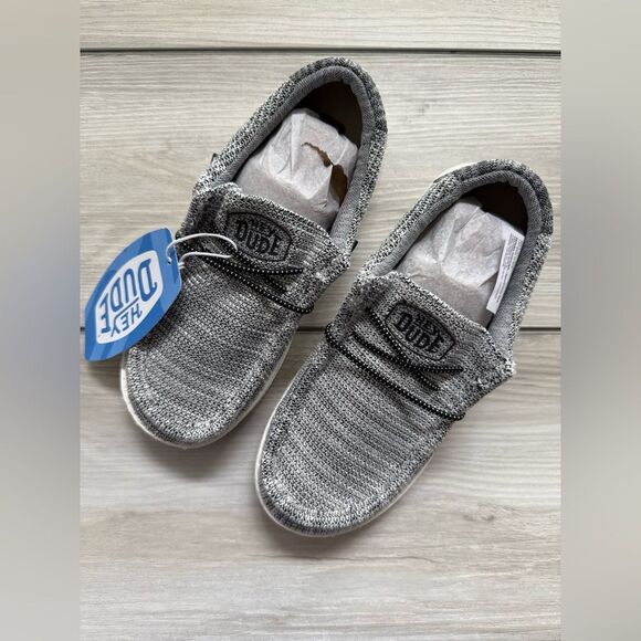 Hey Dude Wally Youth Stretch Black/White size 1 New In Box - Picture 7 of 14